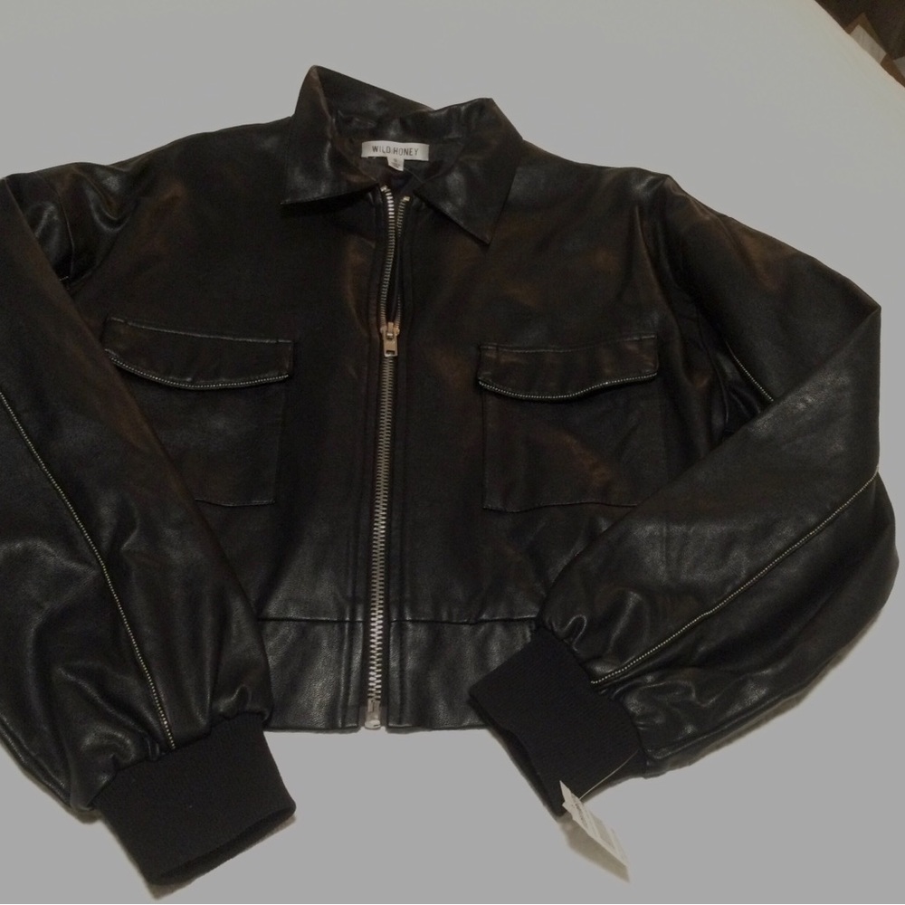 Wild Honey Black Faux Leather Jacket - Picture 2 of 8